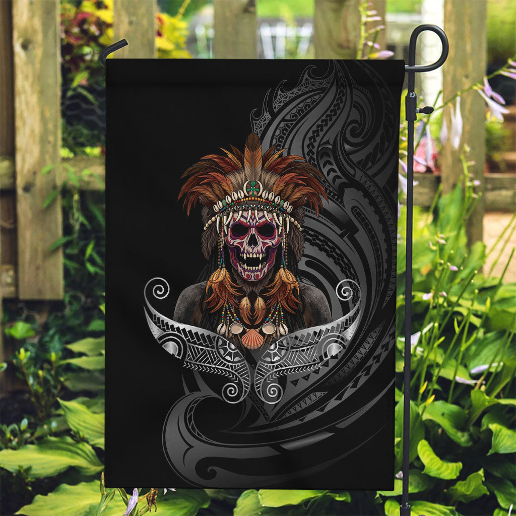 Mokomoko Tribe Eastern Highlands Province Garden Flag Papua New Guinea Indigenous Pattern LT9 Garden Flag Black - Polynesian Pride