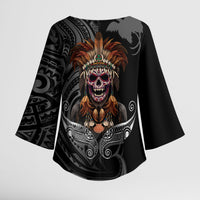 Mokomoko Tribe Eastern Highlands Province Kimono Sleeve Blouse Papua New Guinea Indigenous Pattern LT9 - Polynesian Pride