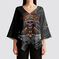Mokomoko Tribe Eastern Highlands Province Kimono Sleeve Blouse Papua New Guinea Indigenous Pattern LT9 - Polynesian Pride