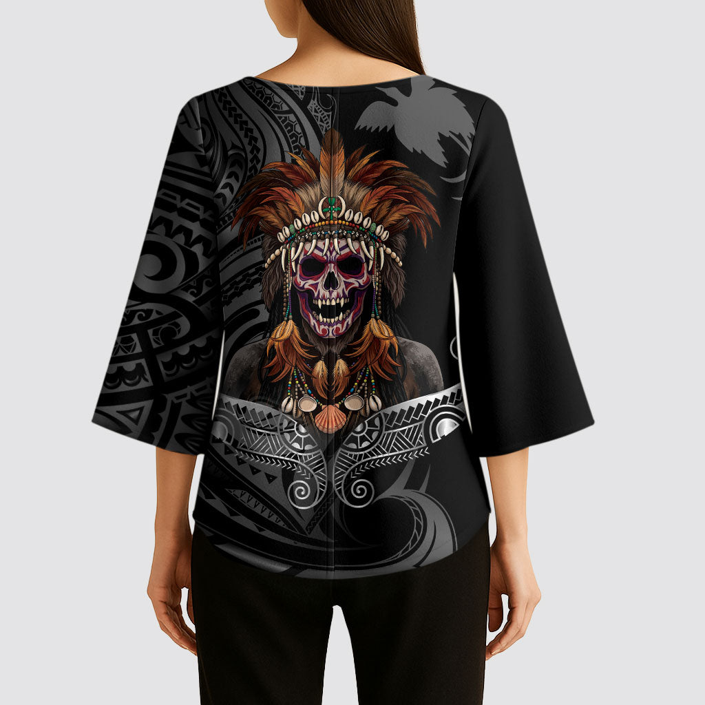 Mokomoko Tribe Eastern Highlands Province Kimono Sleeve Blouse Papua New Guinea Indigenous Pattern LT9 - Polynesian Pride