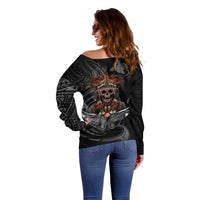 Mokomoko Tribe Eastern Highlands Province Off Shoulder Sweater Papua New Guinea Indigenous Pattern LT9 - Polynesian Pride