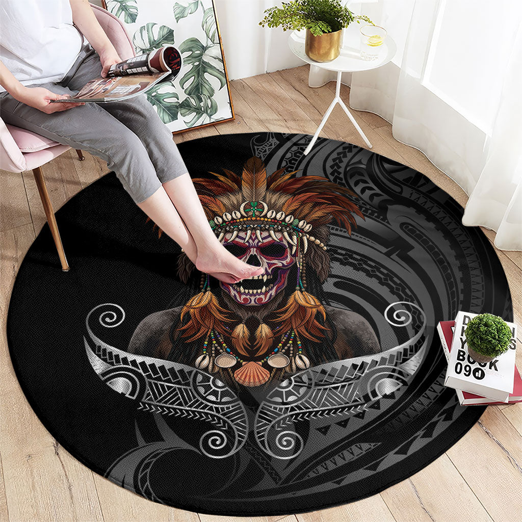 Mokomoko Tribe Eastern Highlands Province Round Carpet Papua New Guinea Indigenous Pattern LT9 - Polynesian Pride