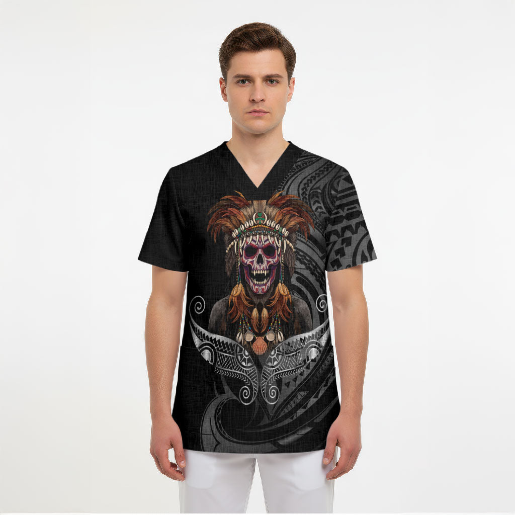 Mokomoko Tribe Eastern Highlands Province Scrub Top Papua New Guinea Indigenous Pattern LT9 - Polynesian Pride