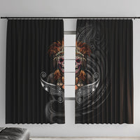 Mokomoko Tribe Eastern Highlands Province Window Curtain Papua New Guinea Indigenous Pattern LT9 With Hooks Black - Polynesian Pride