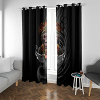 Mokomoko Tribe Eastern Highlands Province Window Curtain Papua New Guinea Indigenous Pattern LT9 With Grommets Black - Polynesian Pride