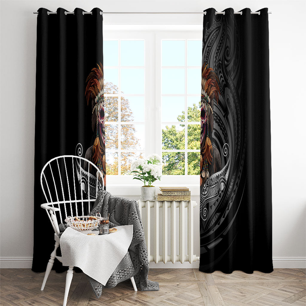 Mokomoko Tribe Eastern Highlands Province Window Curtain Papua New Guinea Indigenous Pattern LT9 - Polynesian Pride