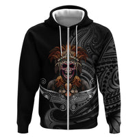 Mokomoko Tribe Eastern Highlands Province Zip Hoodie Papua New Guinea Indigenous Pattern LT9 Zip Hoodie Black - Polynesian Pride