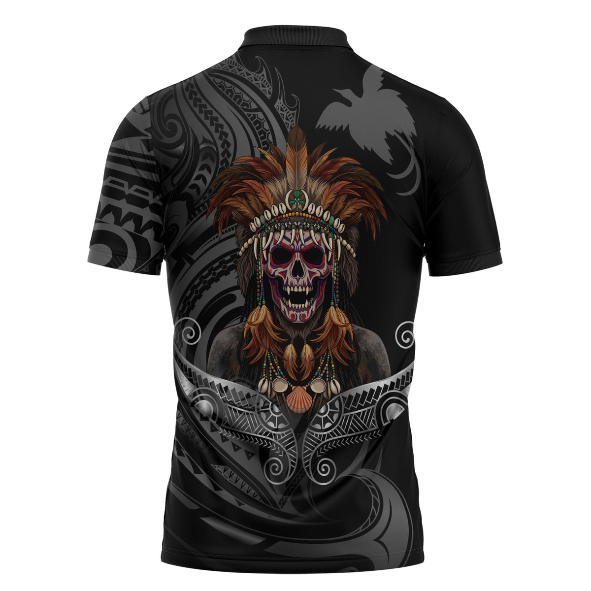 Mokomoko Tribe Eastern Highlands Province Zipper Polo Shirt Papua New Guinea Indigenous Pattern LT9 - Polynesian Pride