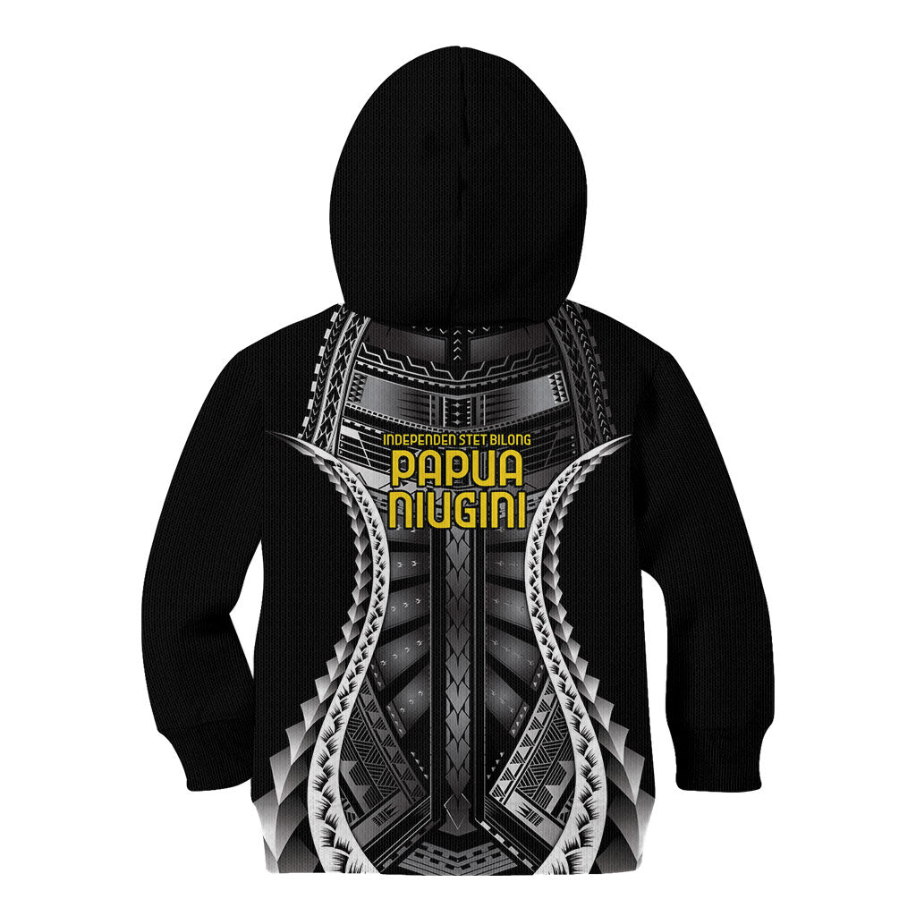 Independen Stet bilong Papua Niugini 1975 Kid Hoodie Black Tribal Papua New Guinea Province Flag LT9 - Polynesian Pride