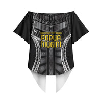 Independen Stet bilong Papua Niugini 1975 Off Shoulder Wrap Waist Top Black Tribal Papua New Guinea Province Flag LT9 - Polynesian Pride