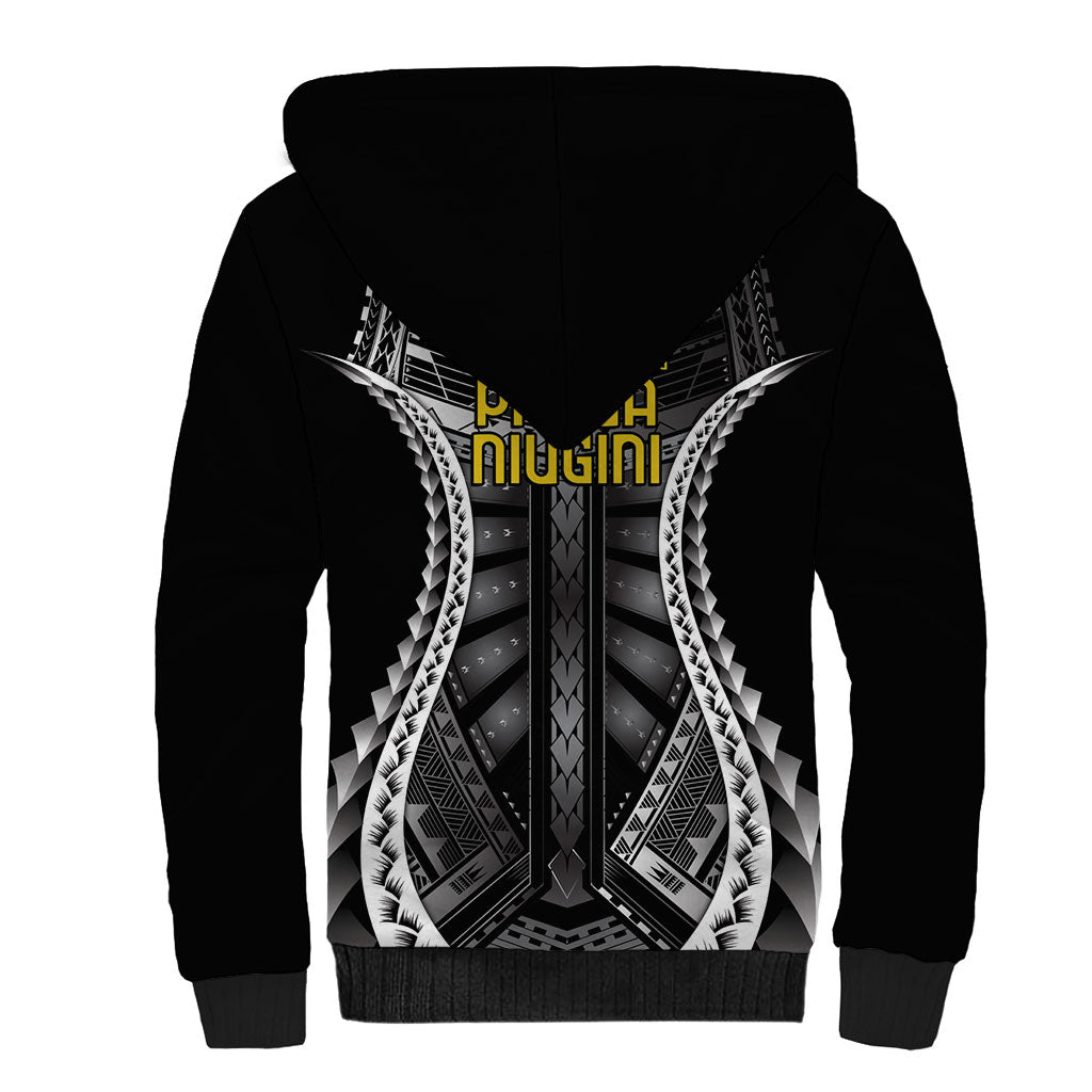 Independen Stet bilong Papua Niugini 1975 Sherpa Hoodie Black Tribal Papua New Guinea Province Flag LT9 - Polynesian Pride