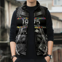 Independen Stet bilong Papua Niugini 1975 Sleeveless Puffer Jacket Black Tribal Papua New Guinea Province Flag LT9 - Polynesian Pride