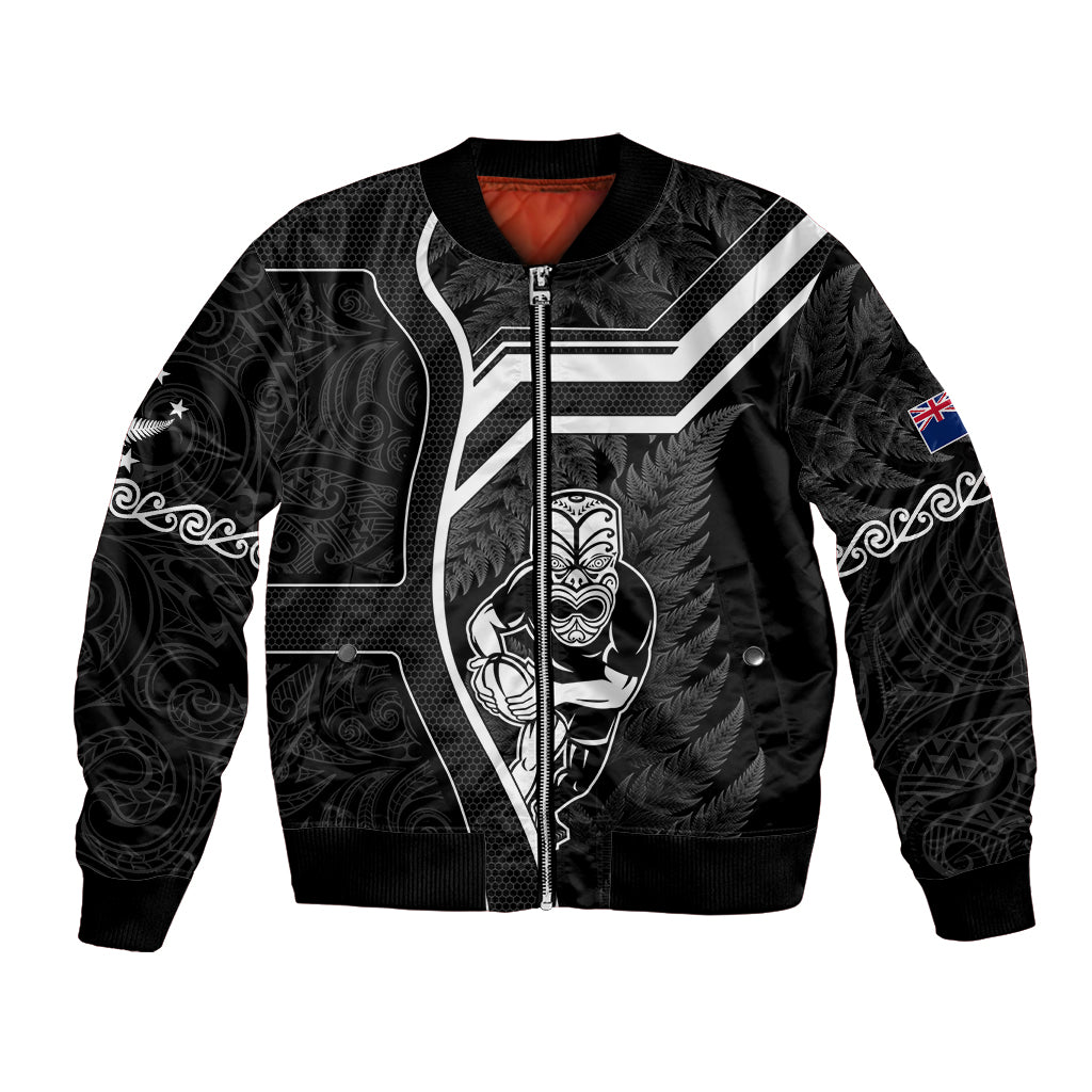 New Zealand Aotearoa Rugby Bomber Jacket Black Fern Maori Tribal Sporty Style LT9 Unisex Black - Polynesian Pride