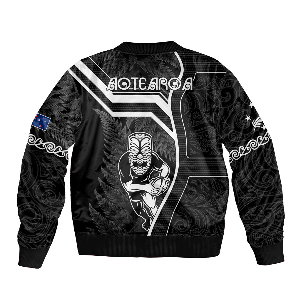 New Zealand Aotearoa Rugby Bomber Jacket Black Fern Maori Tribal Sporty Style LT9 - Polynesian Pride