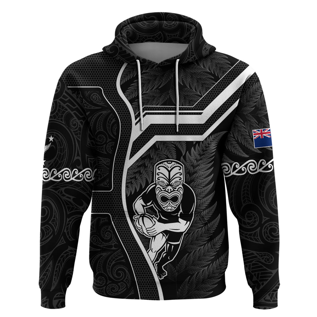 New Zealand Aotearoa Rugby Hoodie Black Fern Maori Tribal Sporty Style LT9 Black - Polynesian Pride