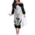 New Zealand Rugby Off The Shoulder Long Sleeve Dress Proud Aoteroa Stylised Maori Koru LT9 Women Black - Polynesian Pride