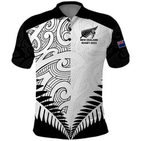 New Zealand Rugby Polo Shirt Proud Aoteroa Stylised Maori Koru LT9 Black - Polynesian Pride