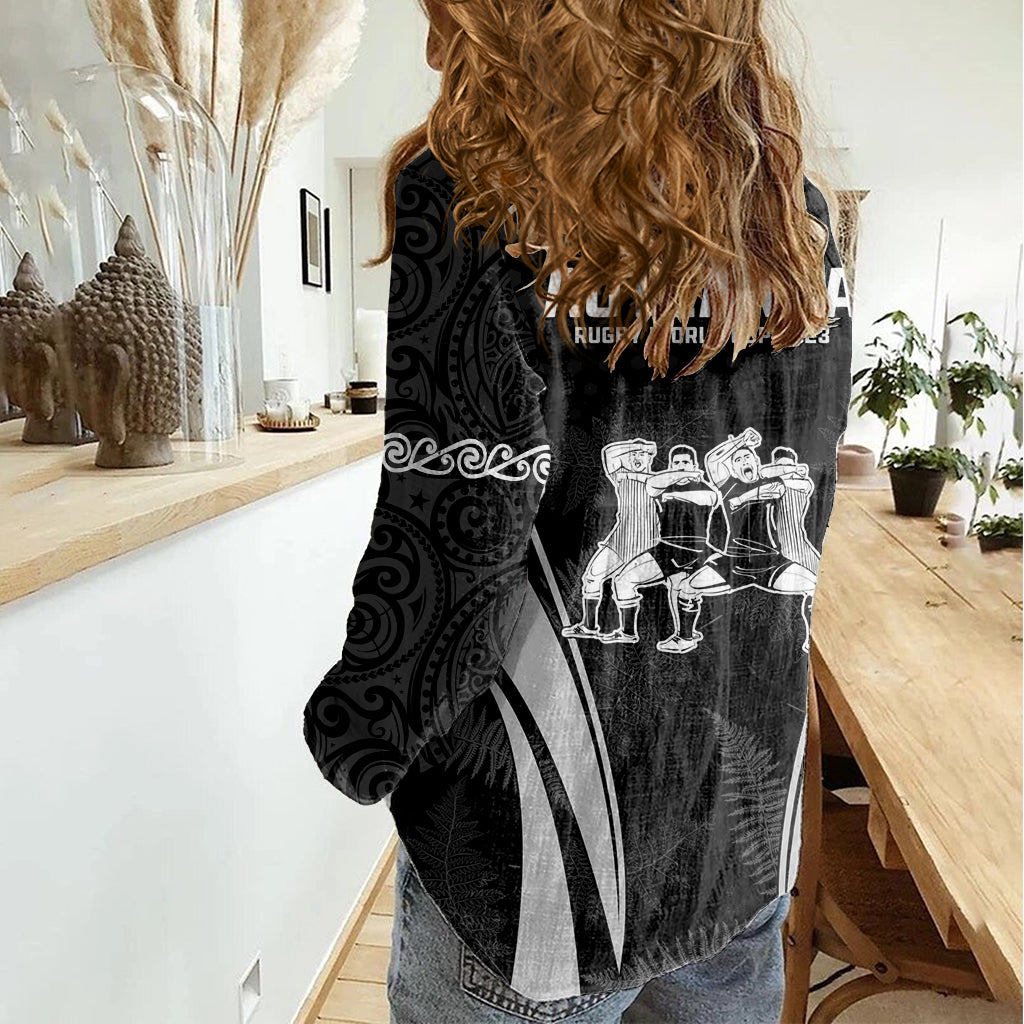 New Zealand Aotearoa Rugby Women Casual Shirt Haka Dance Mixed Silver Fern Sporty Style LT9 - Polynesian Pride