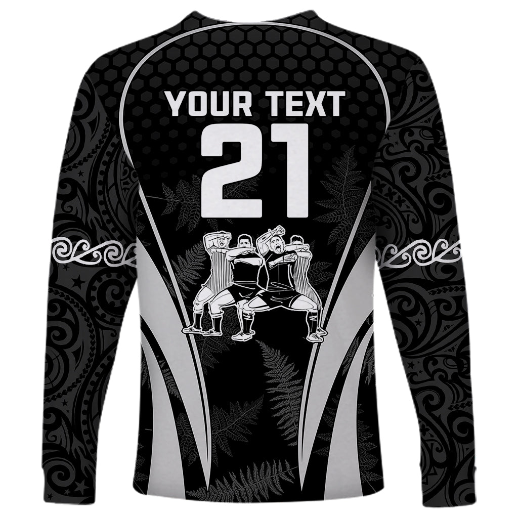 Custom New Zealand Aotearoa Rugby Long Sleeve Shirt Haka Dance Mixed Silver Fern Sporty Style LT9 - Polynesian Pride