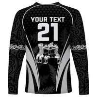 Custom New Zealand Aotearoa Rugby Long Sleeve Shirt Haka Dance Mixed Silver Fern Sporty Style LT9 - Polynesian Pride