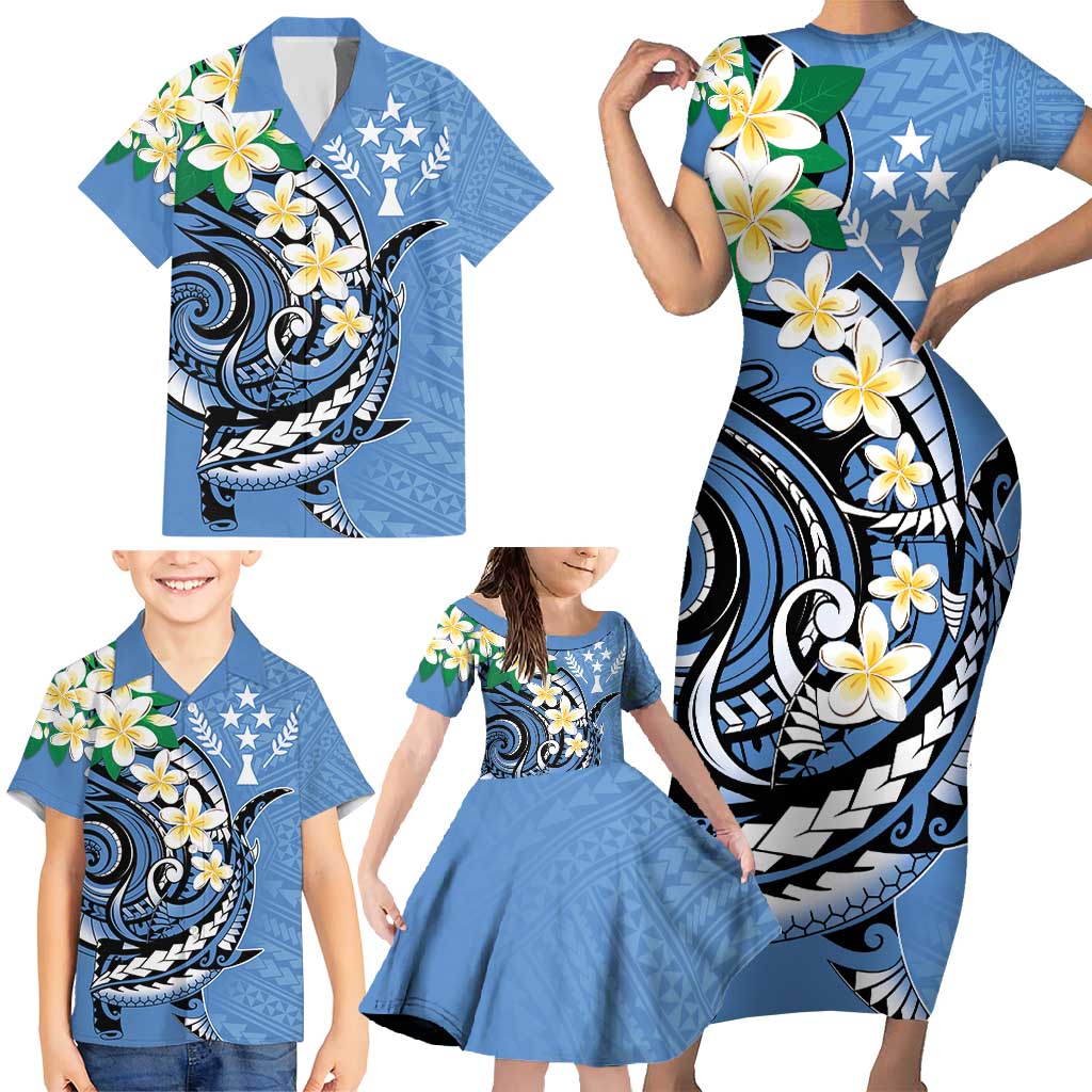 FSM Kosrae Polynesian Shark Tattoo Personalised Family Matching Short Sleeve Bodycon Dress and Hawaiian Shirt