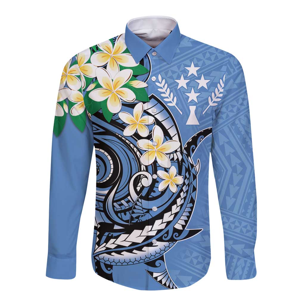 FSM Kosrae Polynesian Shark Tattoo Personalised Long Sleeve Button Shirt