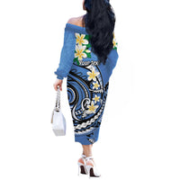 FSM Kosrae Polynesian Shark Tattoo Personalised Off The Shoulder Long Sleeve Dress