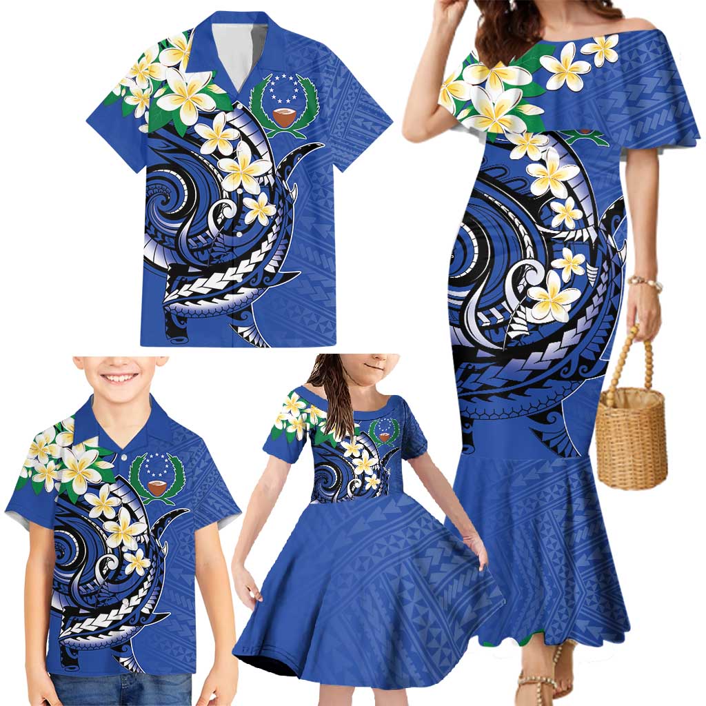 FSM Pohnpei Polynesian Shark Tattoo Personalised Family Matching Mermaid Dress and Hawaiian Shirt