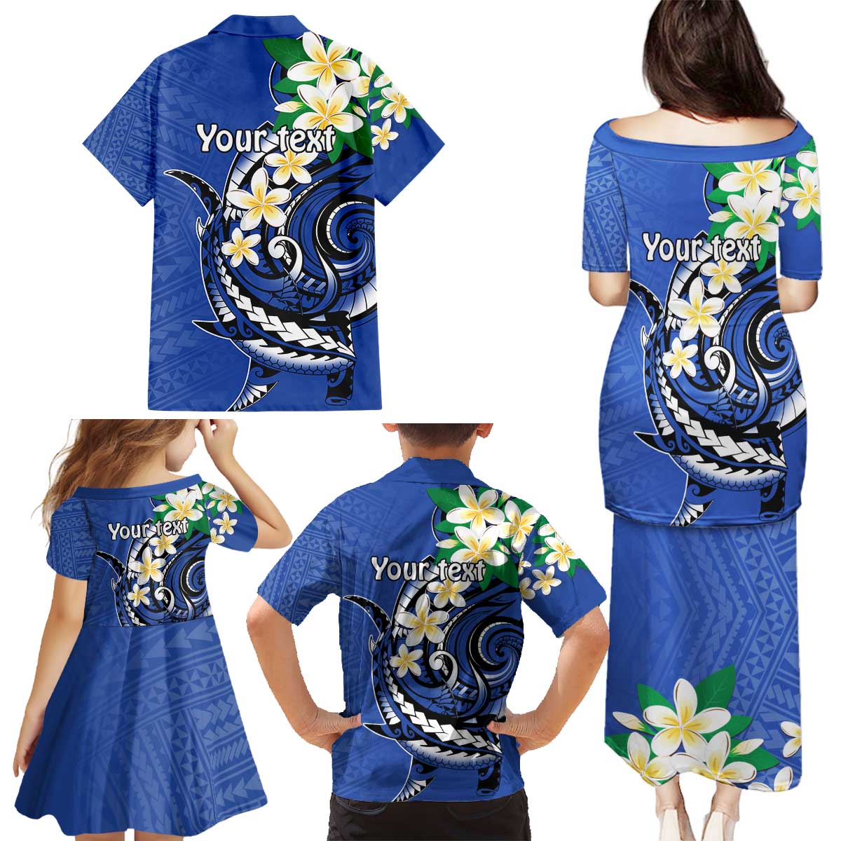FSM Pohnpei Polynesian Shark Tattoo Personalised Family Matching Puletasi and Hawaiian Shirt