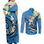 FSM Yap State Polynesian Shark Tattoo Personalised Couples Matching Off Shoulder Maxi Dress and Long Sleeve Button Shirt