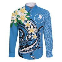 FSM Yap State Polynesian Shark Tattoo Personalised Family Matching Off The Shoulder Long Sleeve Dress and Hawaiian Shirt