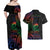 New Caledonia Polynesian Tatoo Personalised Couples Matching Off Shoulder Maxi Dress and Hawaiian Shirt