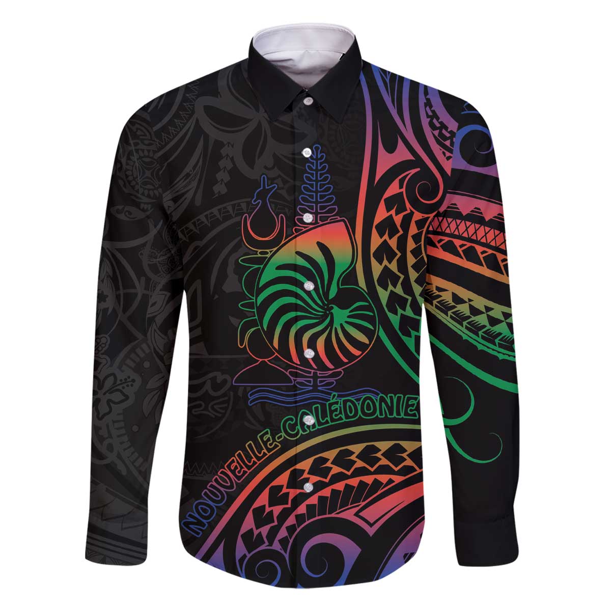 New Caledonia Polynesian Tatoo Personalised Family Matching Off Shoulder Short Dress and Hawaiian Shirt