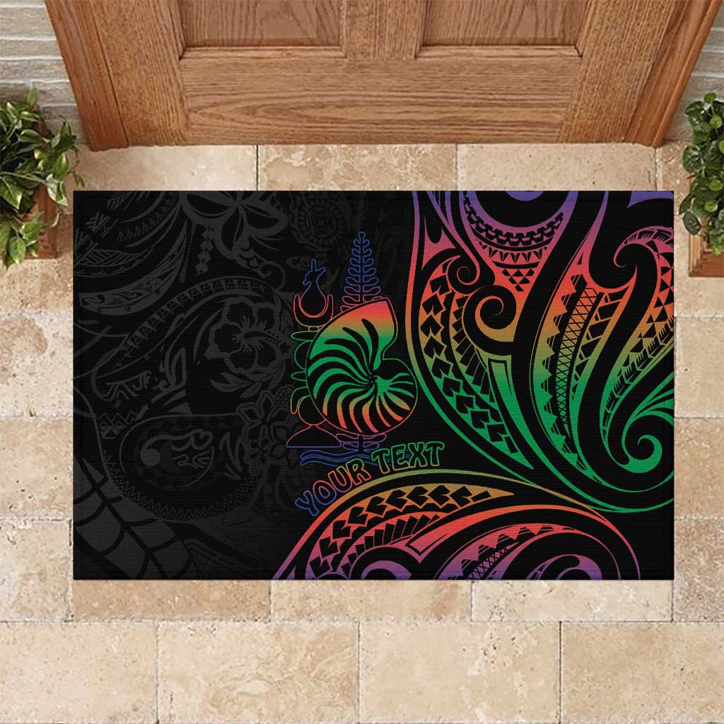 New Caledonia Polynesian Tatoo Personalised Rubber Doormat