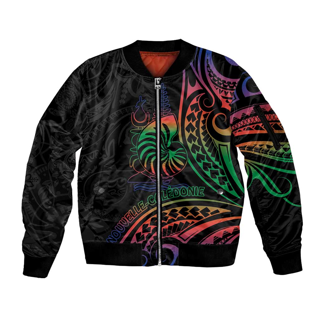 New Caledonia Polynesian Tatoo Personalised Sleeve Zip Bomber Jacket