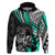 Personalised Polynesia Skull Hoodie Tattoo In The Style Of Maori With Marine Life Aqua LT9 Aqua - Polynesian Pride