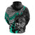 Personalised Polynesia Skull Hoodie Tattoo In The Style Of Maori With Marine Life Aqua LT9 - Polynesian Pride