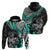 Personalised Polynesia Skull Hoodie Tattoo In The Style Of Maori With Marine Life Aqua LT9 - Polynesian Pride