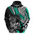 Personalised Polynesia Skull Hoodie Tattoo In The Style Of Maori With Marine Life Aqua LT9 - Polynesian Pride