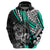 Personalised Polynesia Skull Hoodie Tattoo In The Style Of Maori With Marine Life Aqua LT9 - Polynesian Pride