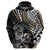 Personalised Polynesia Skull Hoodie Tattoo In The Style Of Maori With Marine Life Gold LT9 - Polynesian Pride