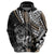 Personalised Polynesia Skull Hoodie Tattoo In The Style Of Maori With Marine Life Gold LT9 - Polynesian Pride