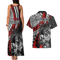 personalised-polynesia-skull-couples-matching-tank-maxi-dress-and-hawaiian-shirt-tattoo-in-the-style-of-maori-with-marine-life-red