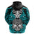 Personalised Polynesia Skull Hoodie With Boars Tusk Aqua Arty Vibe LT9 - Polynesian Pride