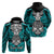 Personalised Polynesia Skull Hoodie With Boars Tusk Aqua Arty Vibe LT9 - Polynesian Pride