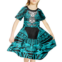 personalised-polynesia-skull-kid-short-sleeve-dress-with-boars-tusk-aqua-arty-vibe