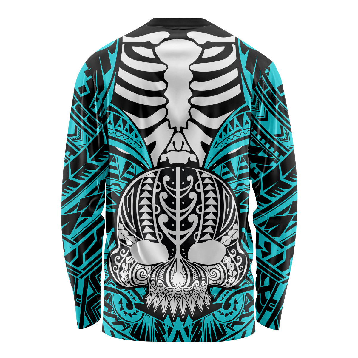 personalised-polynesia-skull-long-sleeve-shirt-with-boars-tusk-aqua-arty-vibe
