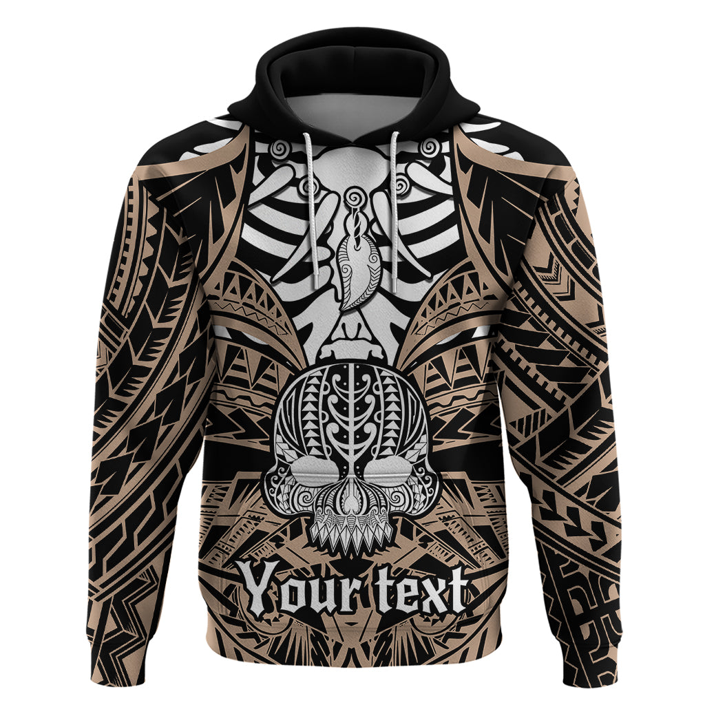 Personalised Polynesia Skull Hoodie With Boars Tusk Gold Arty Vibe LT9 Gold - Polynesian Pride