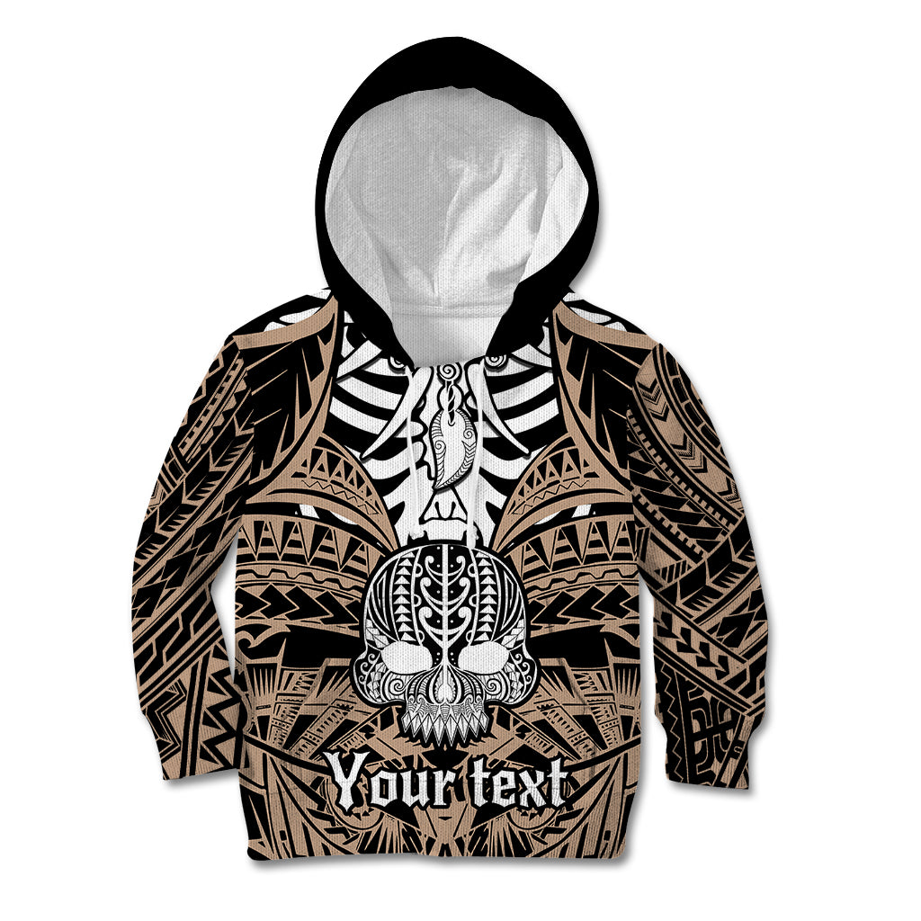 Personalised Polynesia Skull Kid Hoodie With Boars Tusk Gold Arty Vibe LT9 Hoodie Gold - Polynesian Pride