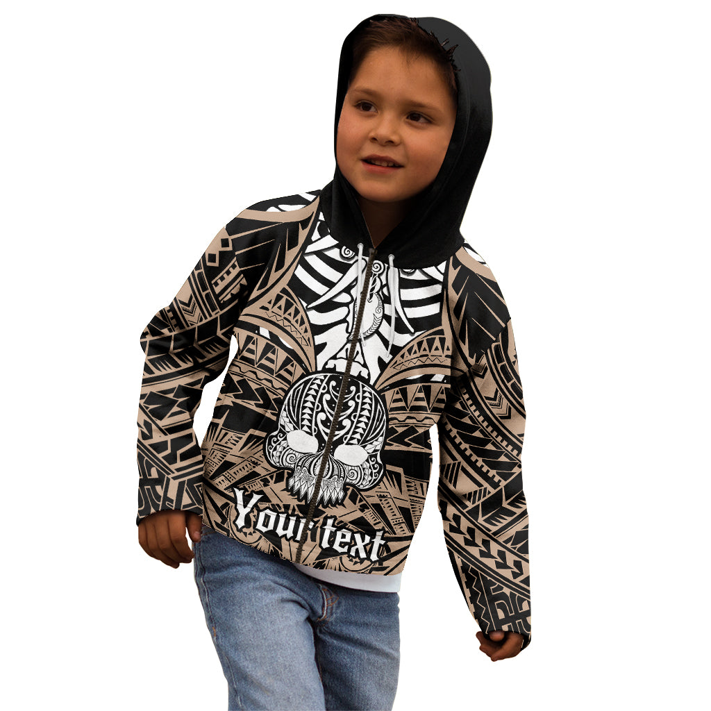 Personalised Polynesia Skull Kid Hoodie With Boars Tusk Gold Arty Vibe LT9 - Polynesian Pride